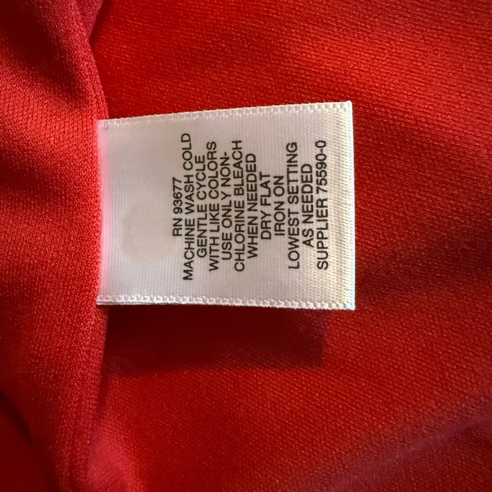 Liz Claiborne Red Long Sleeve Plunge Neck Cocktail Dress - Picture 7 of 7